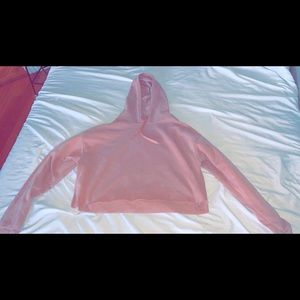 Plus size crop top hoodie in blush pink